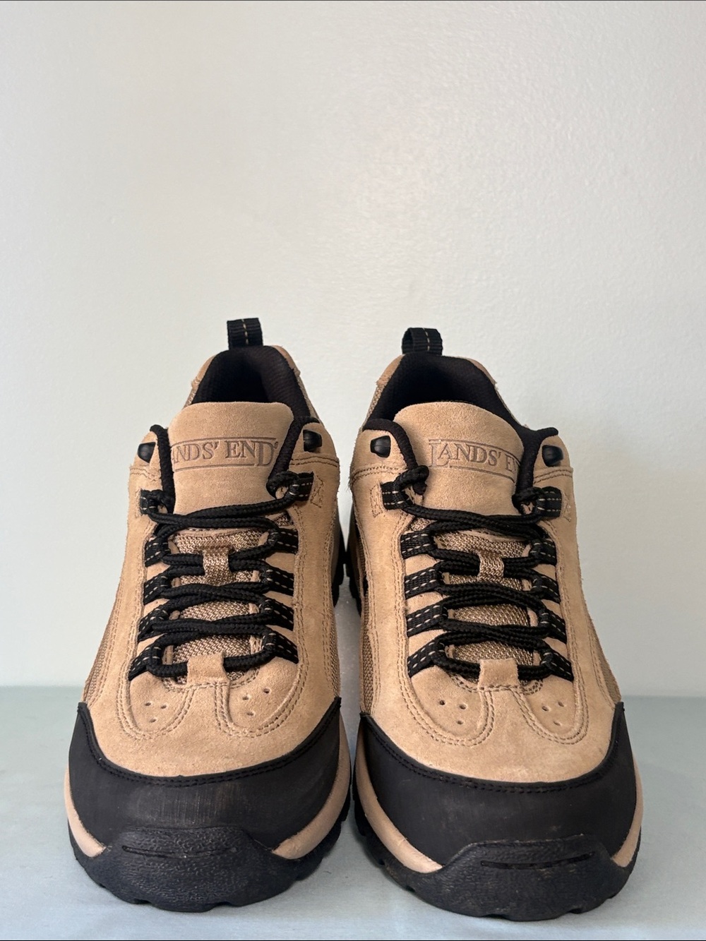 Vintage Women’s Lands’ End Low Top Trail Hiking Sneakers. Tan & Black. Size-9